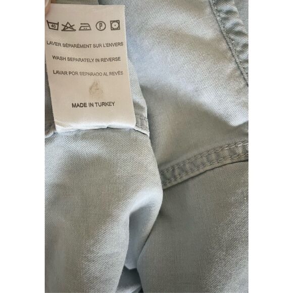 Sandro Light Chambray Denim Double Breasted Pocket Front Button Down Shirt Small - Picture 6 of 6